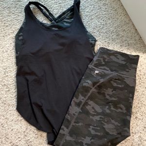 EUC Fabletics tank/sports bra and capri legging set